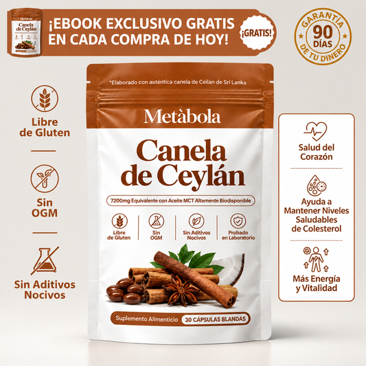 Canela de Ceilán 7,200 mg con Aceite MCT